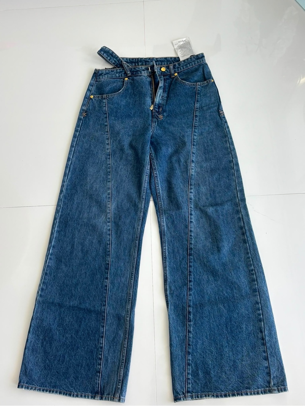 P.E Nation Wide-Leg Embroidered Jeans — Size 28